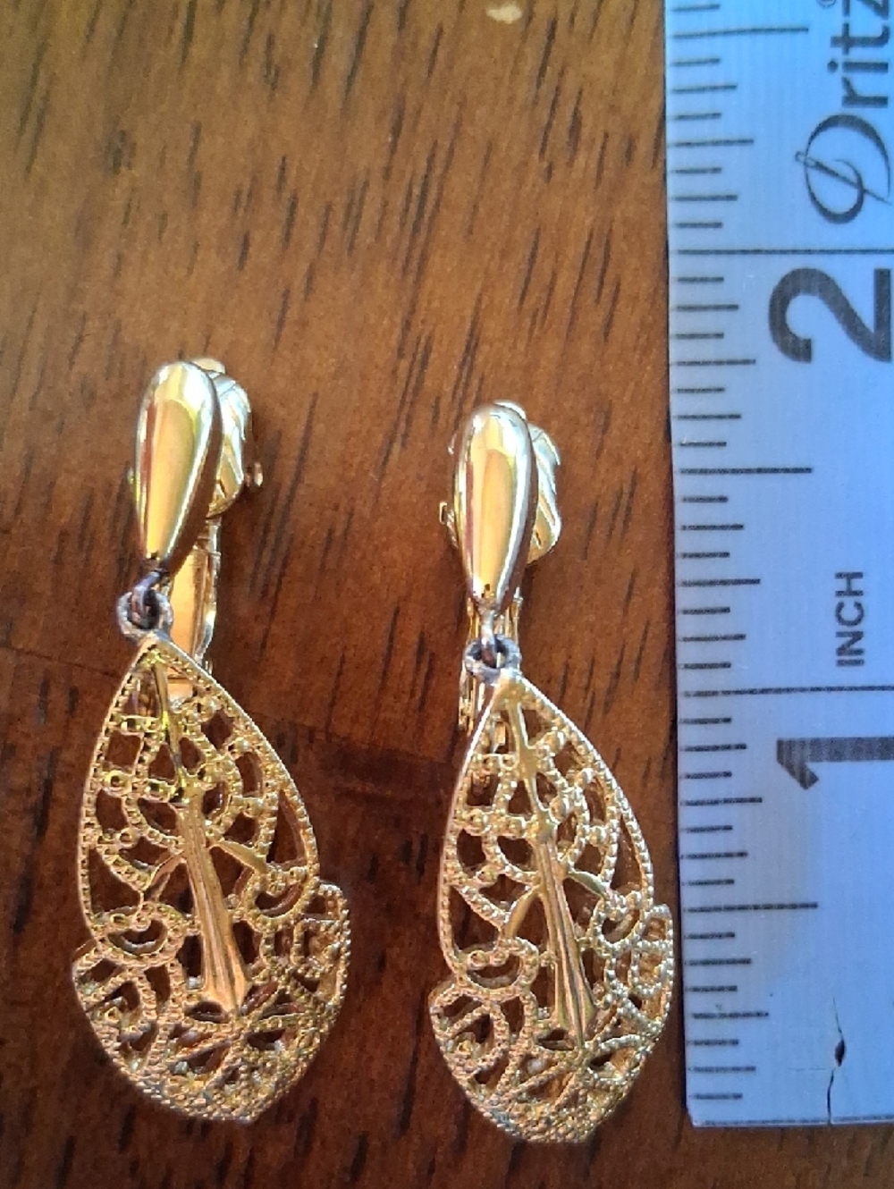 Trifari Vintage Teardrop Dangle Earrings - Picture 8 of 11